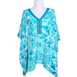 Michael Kors - Womens Printed Chain Lace-Up Swim Top CoverUp - Size M